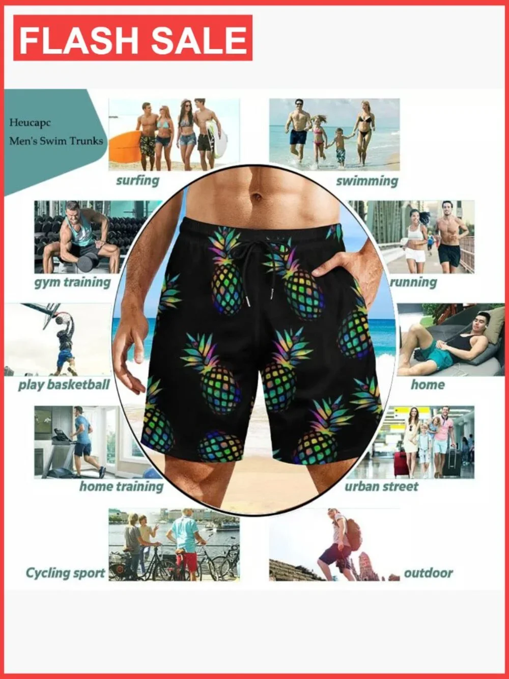 Men's Quick Dry Swim Trunks with Mesh Lining and Pockets